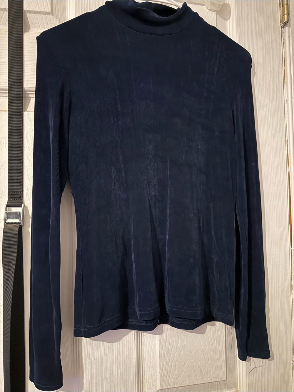 Women's Long Sleeve Mock Neck Top - Navy